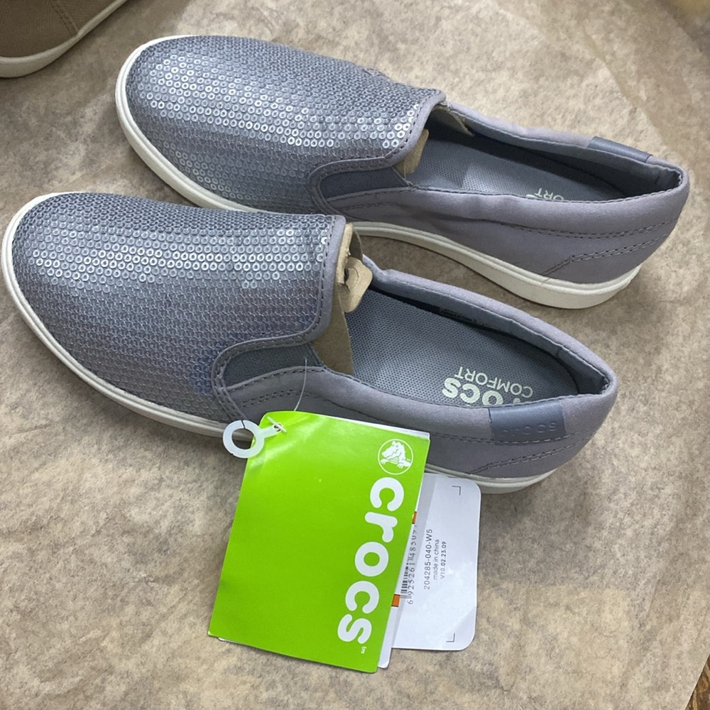 NWT DUAL CROCS COMFORT CITILANE SEQUIN SLIP-ON W Women shoes - Picture 3 of 7